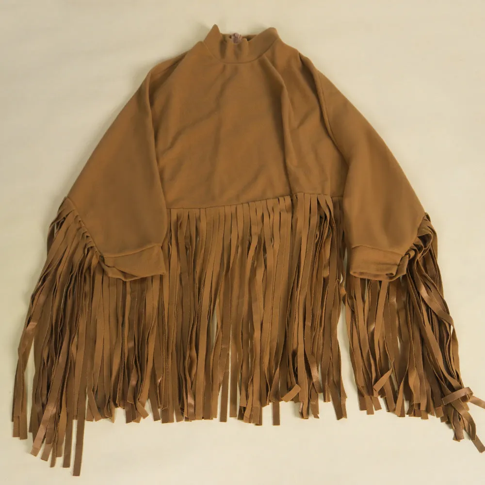 2023 Fashion solid color Woolen long sleeved fringed plus size women's coats top coat