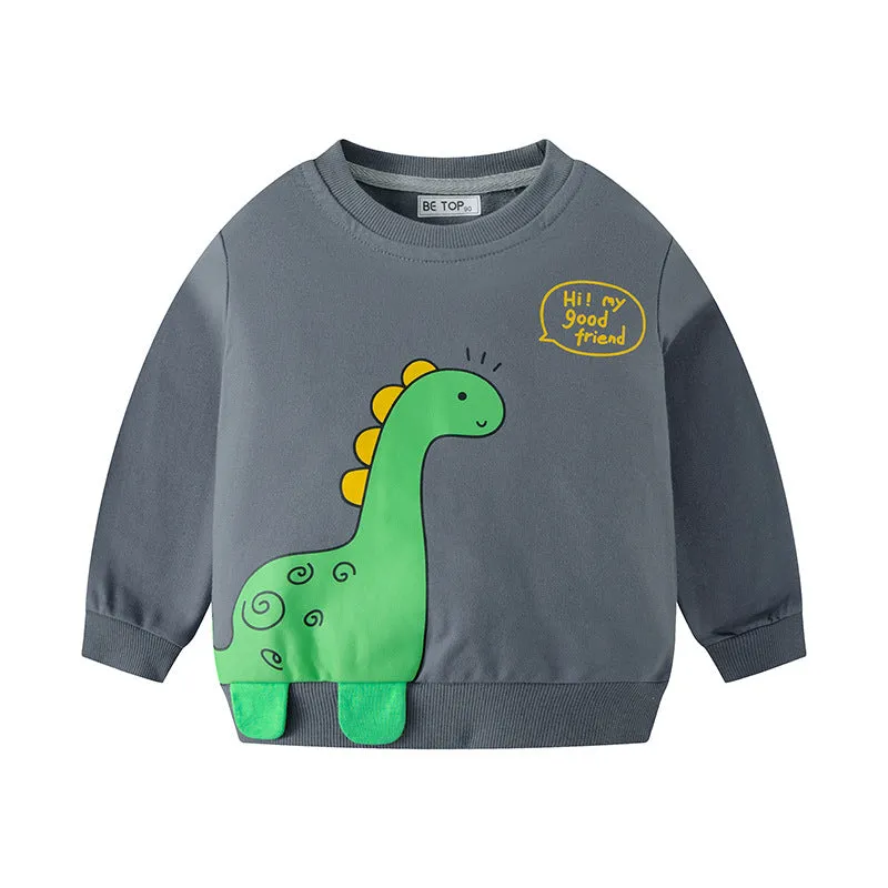 4-Pack Toddler Boys 100% Cotton Long Sleeve Tshirt