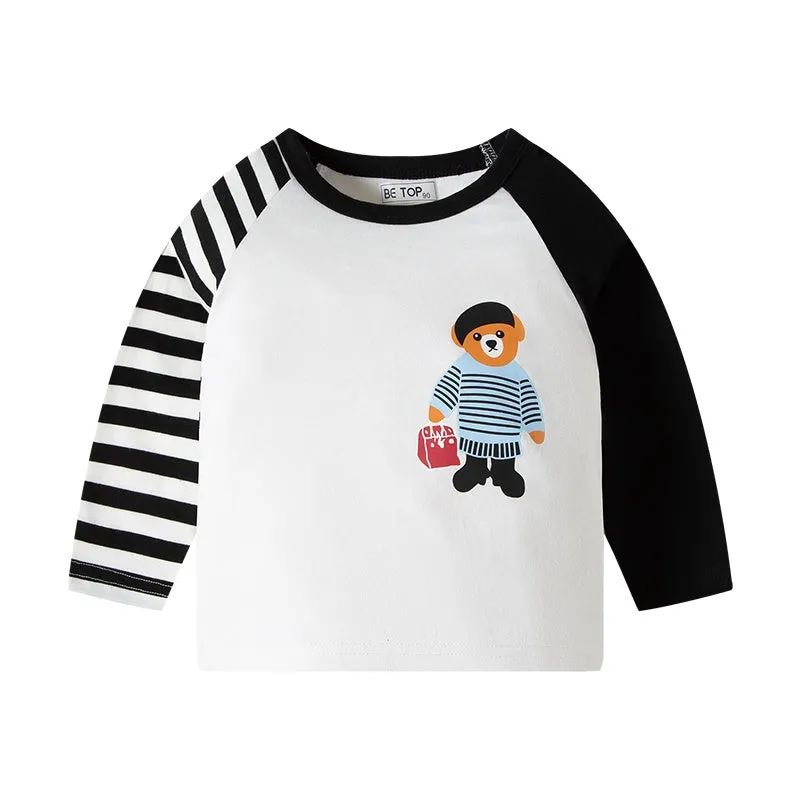 4-Pack Toddler Boys 100% Cotton Long Sleeve Tshirt