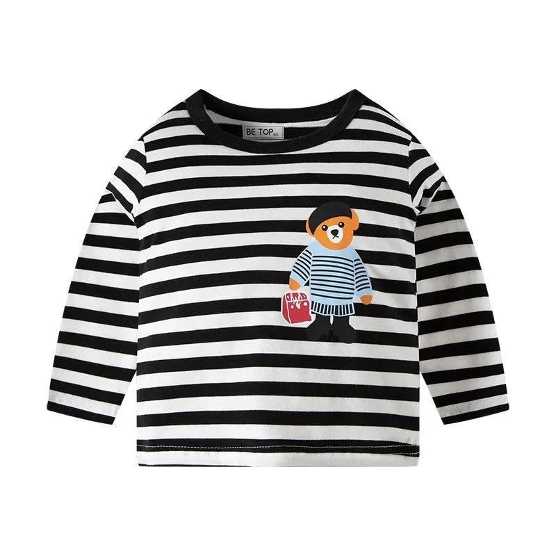 4-Pack Toddler Boys 100% Cotton Long Sleeve Tshirt