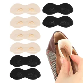 4 Pairs Heel Grips, Heel Cushion Pads Heel Protectors Heel Liner Self-Adhesive Foot Shoe Insoles Stickers Blister Protectors for Women Men Shoes Too Big(Black, Beige)