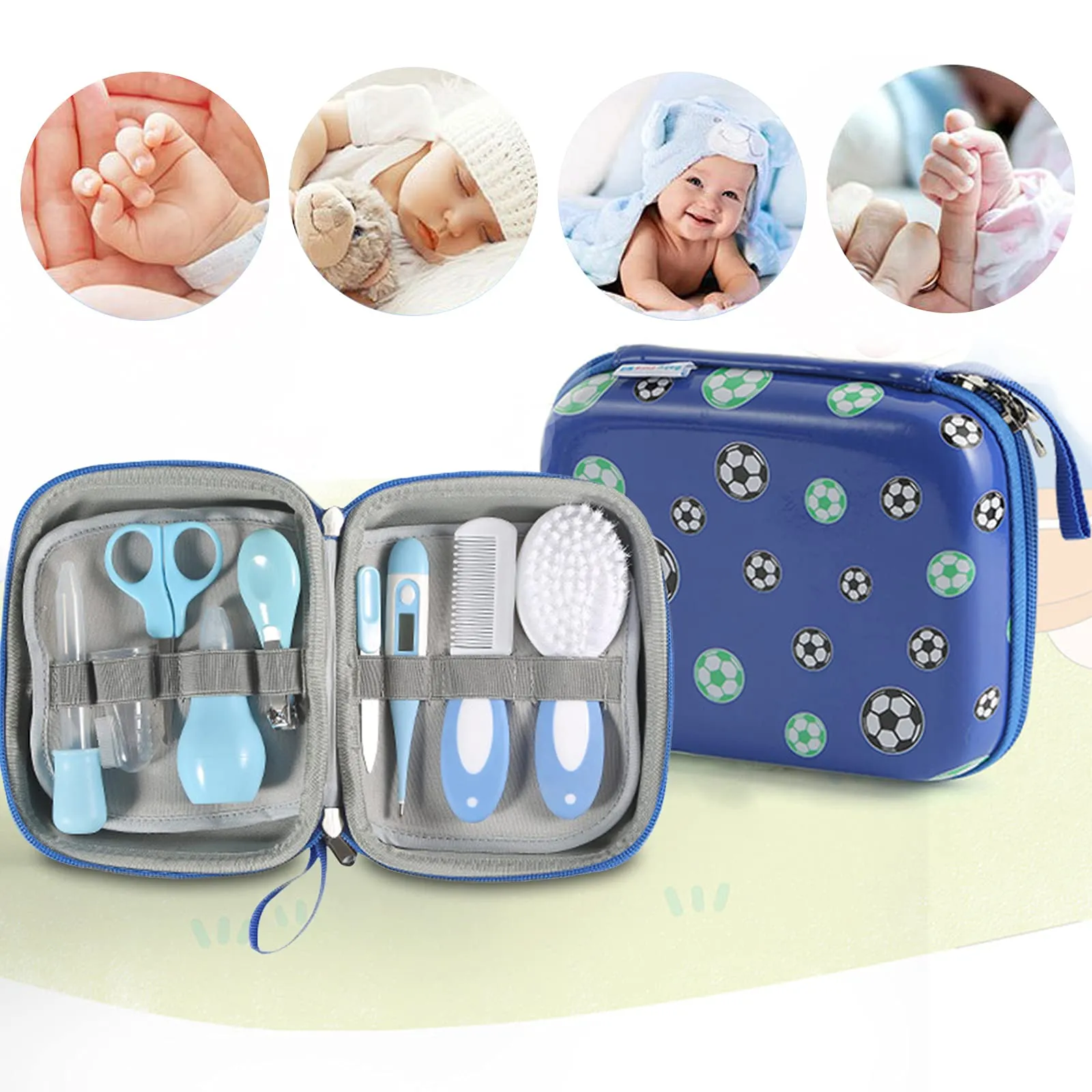 9 PCS Baby Grooming Baby NAI Kit, MKNZOME Protable Baby Nursery Health Care Set Include Baby Comb, Baby Brush, Clipper Cleaner, Baby Scissors etc for Baby Girl & Boy Gifts Newborn Gift Set #1