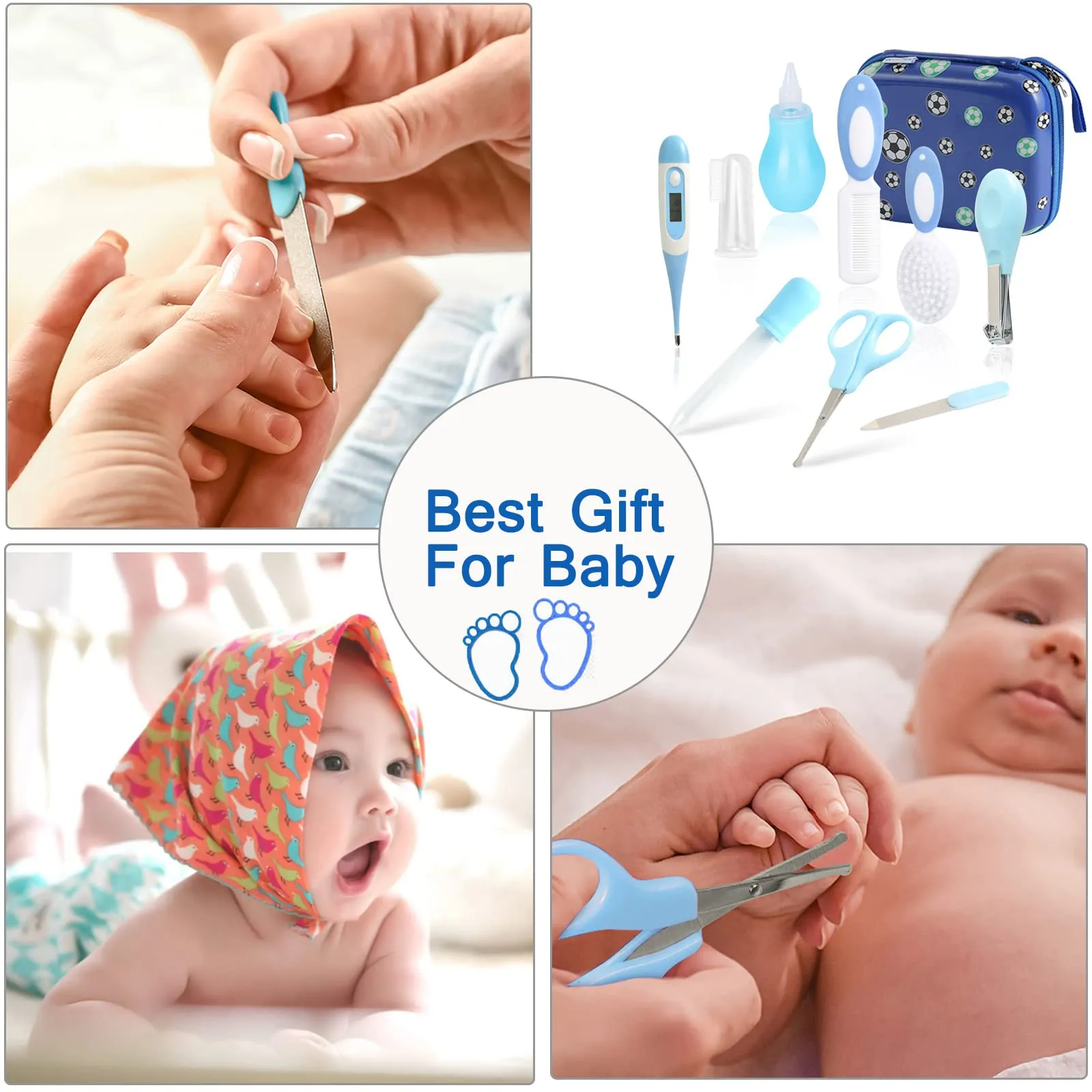 9 PCS Baby Grooming Baby NAI Kit, MKNZOME Protable Baby Nursery Health Care Set Include Baby Comb, Baby Brush, Clipper Cleaner, Baby Scissors etc for Baby Girl & Boy Gifts Newborn Gift Set #1