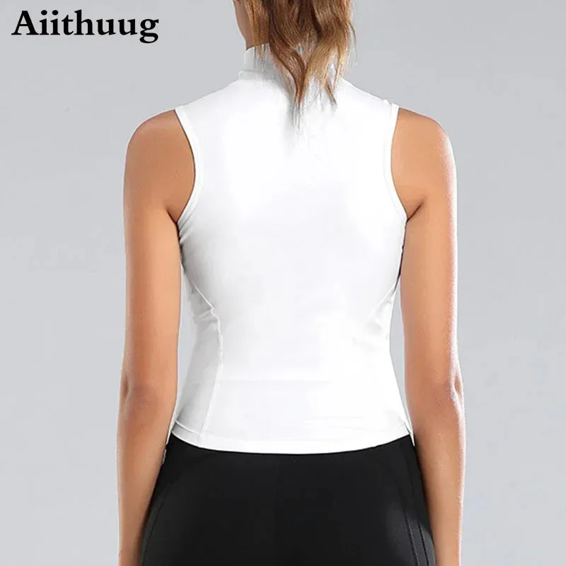 Aiithuug Athletic Zip Up Sweat Vest Jacket Sleeveless Top