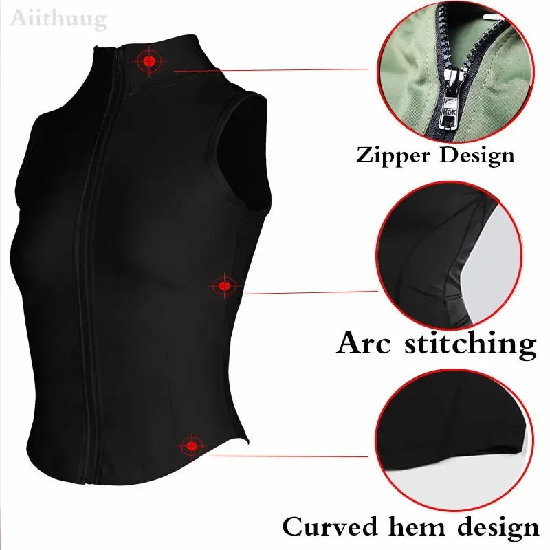 Aiithuug Athletic Zip Up Sweat Vest Jacket Sleeveless Top