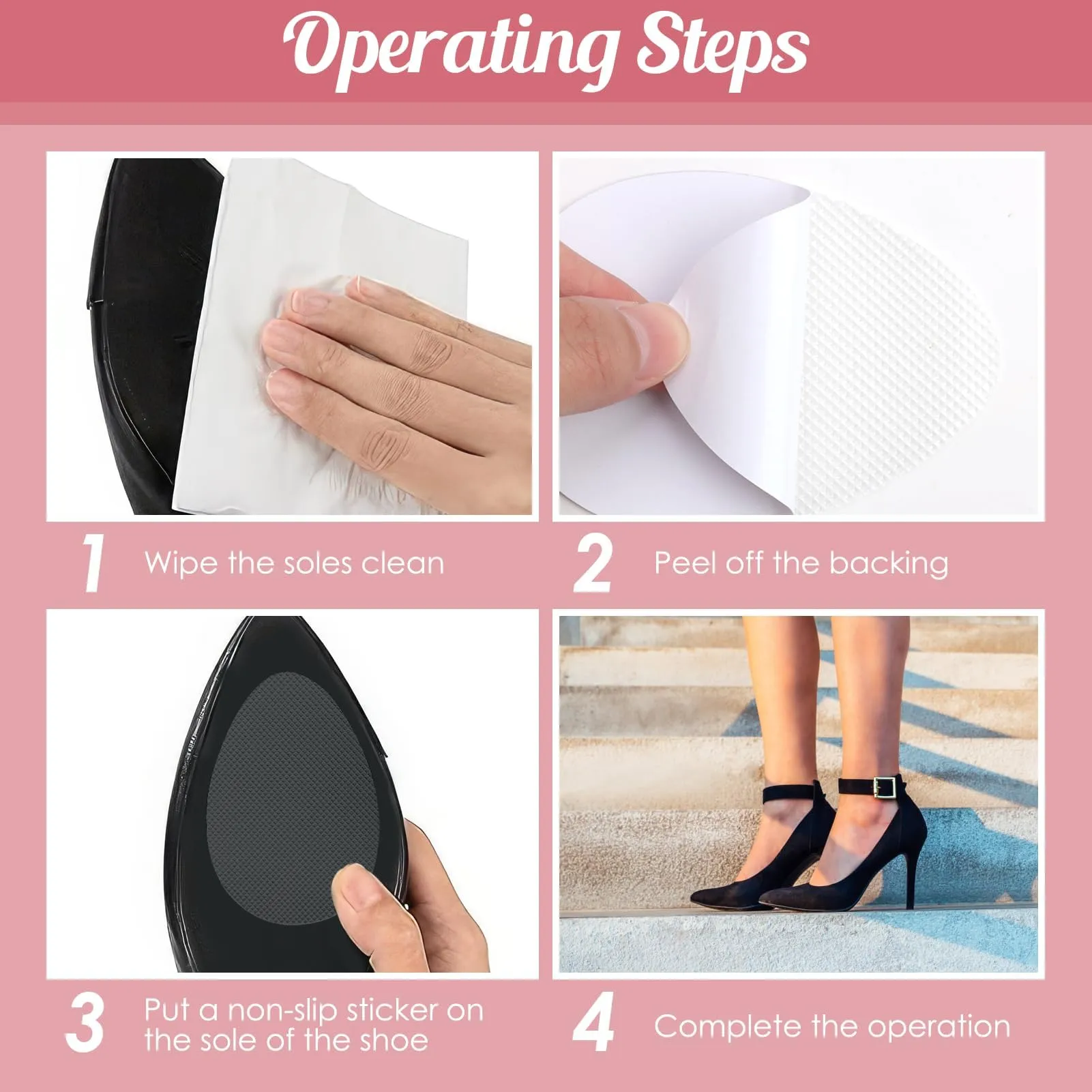 Anti-slip sole pads, non-slip sole stickers, self-adhesive sole pads for a secure grip on smooth floors - effective solution for safe walking, pack of 12, translucent