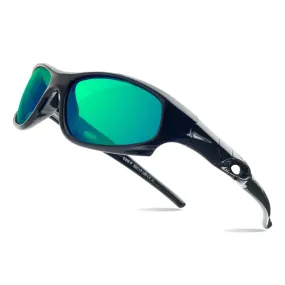 AODUOKE Sports Polarized KIDS Sunglasses For Boys Girls Children Youth Sunglasses With Adjustable Strap Black | Green Lens