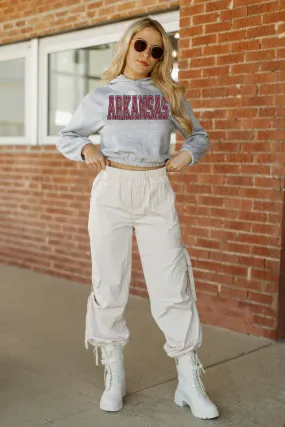 ARKANSAS RAZORBACKS HEADED TO VICTORY BANDED CROPPED HOODIE BY MADI PREWETT TROUTT
