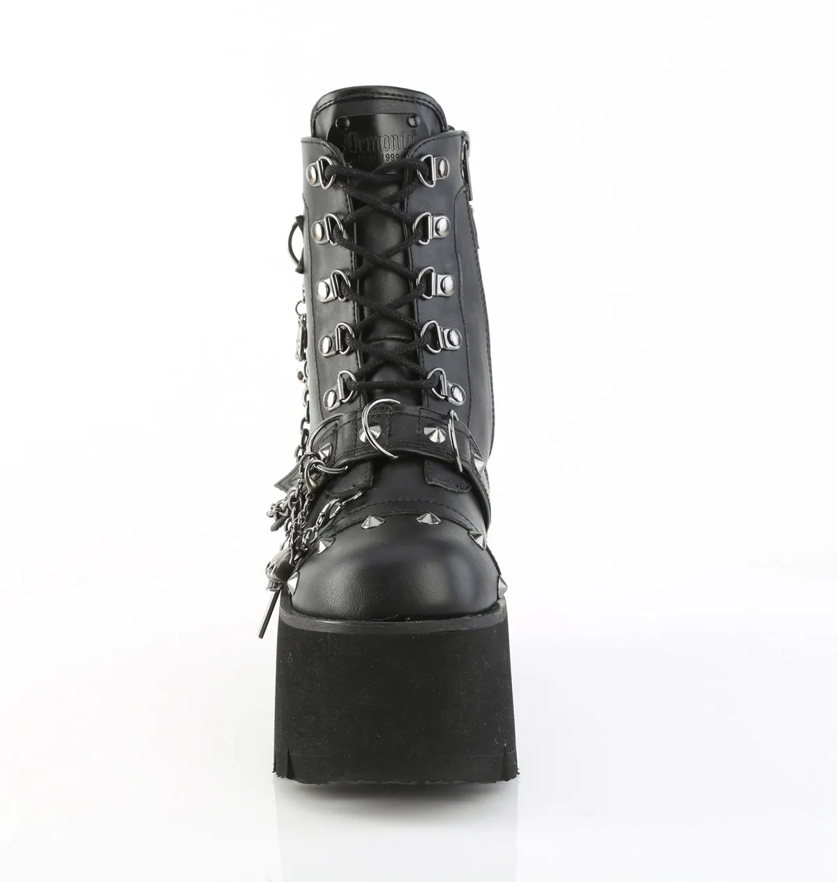 ASHES-52 DemoniaCult Black Vegan Leather Sexy Women's Ankle Boots (Alternative Footwear)