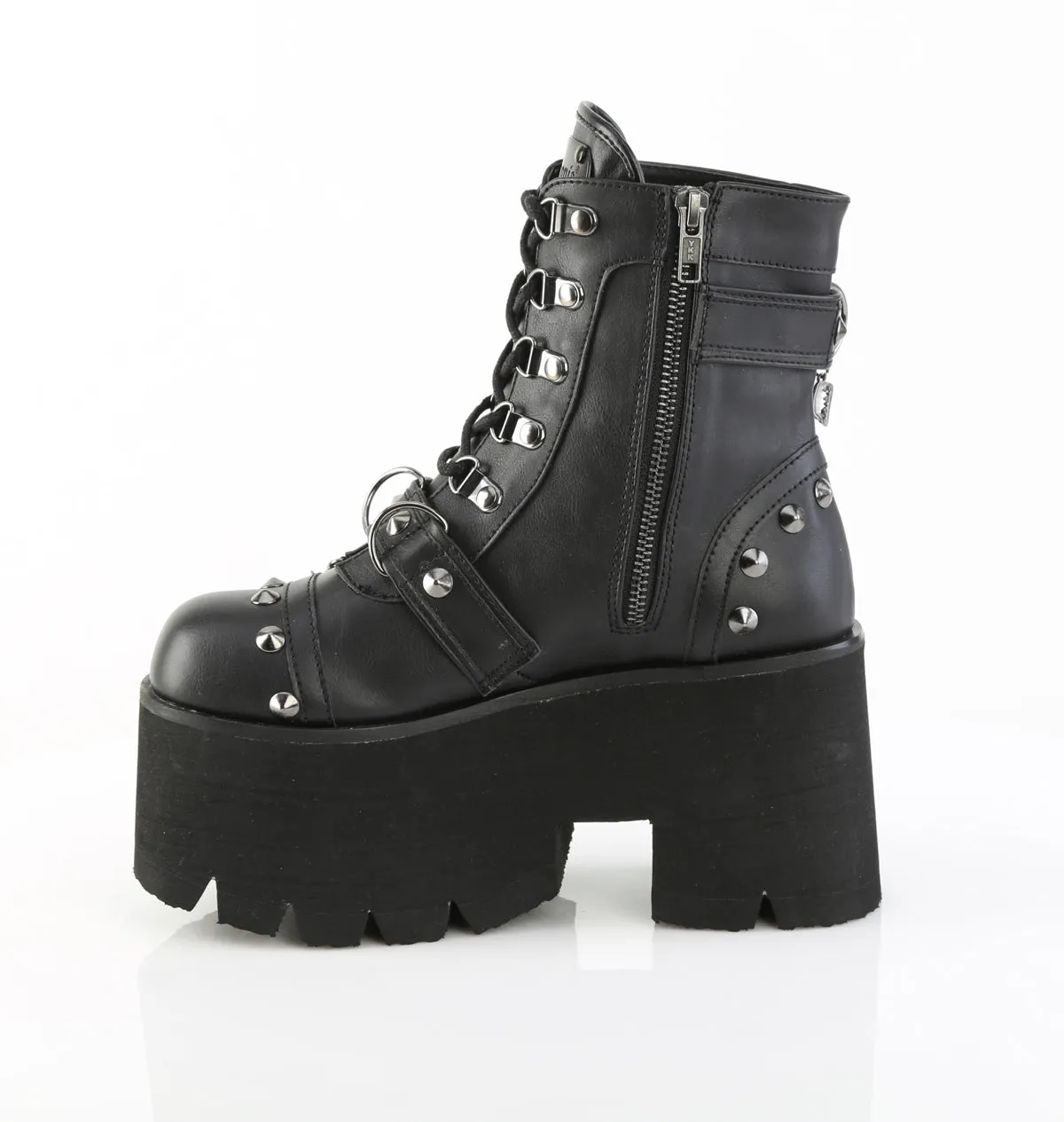 ASHES-52 DemoniaCult Black Vegan Leather Sexy Women's Ankle Boots (Alternative Footwear)