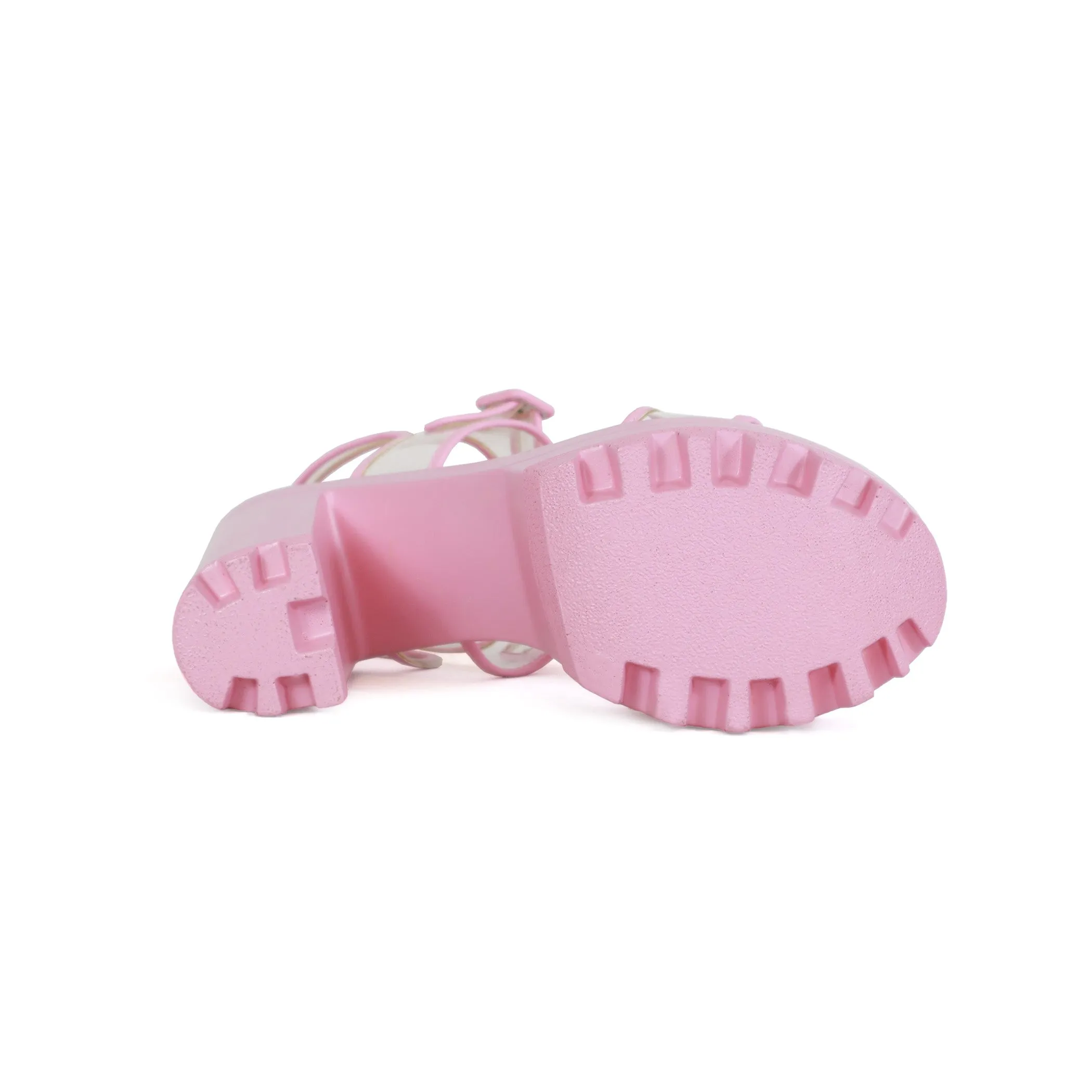 ASTER Women's Chunky High Heel Platform PVC Sandal