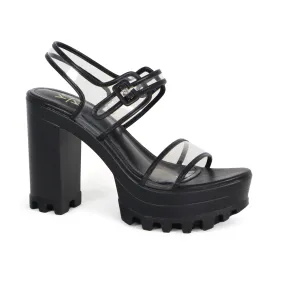 ASTER Women's Chunky High Heel Platform PVC Sandal