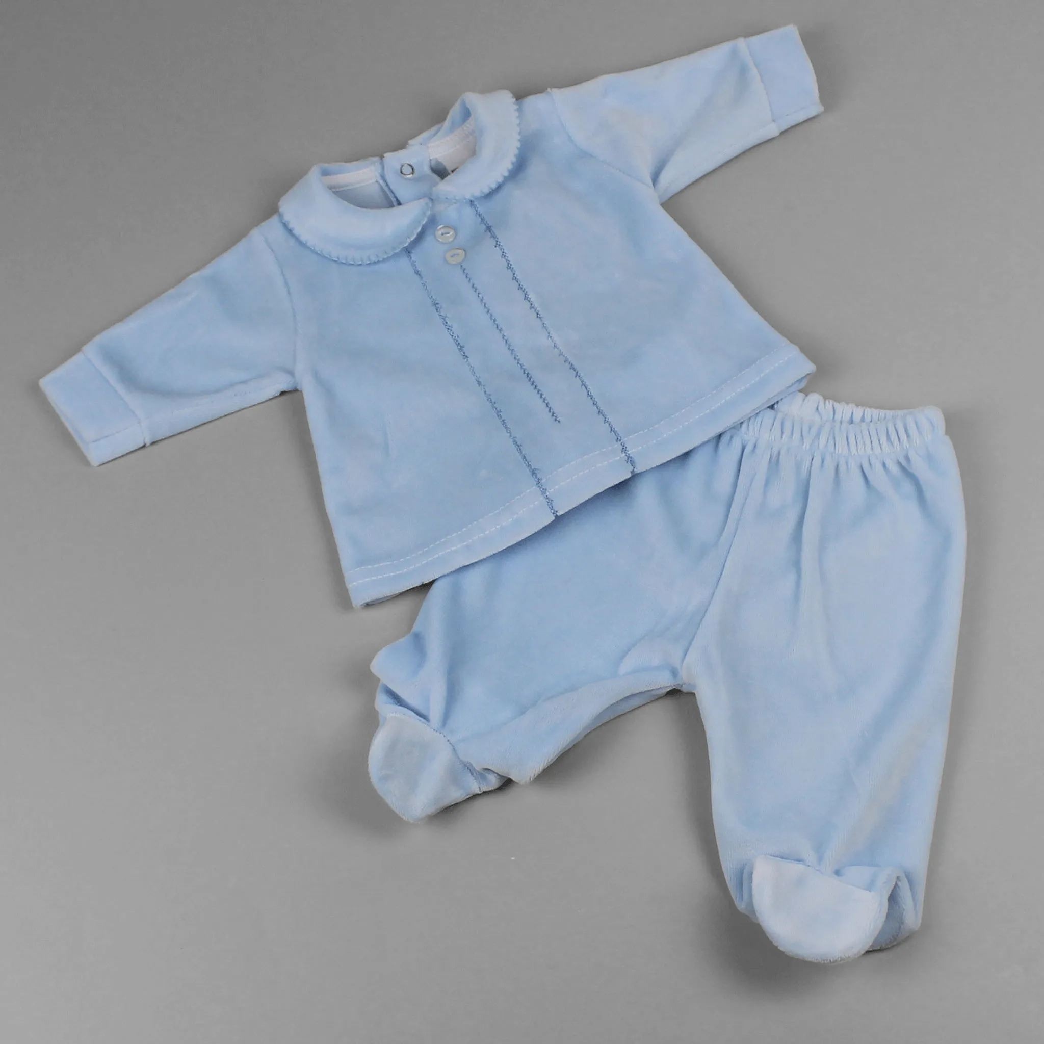 Baby Boys Velour Two Piece Outfit - Blue