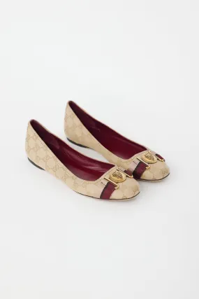 Beige GG Supreme Monogram Crest Flat