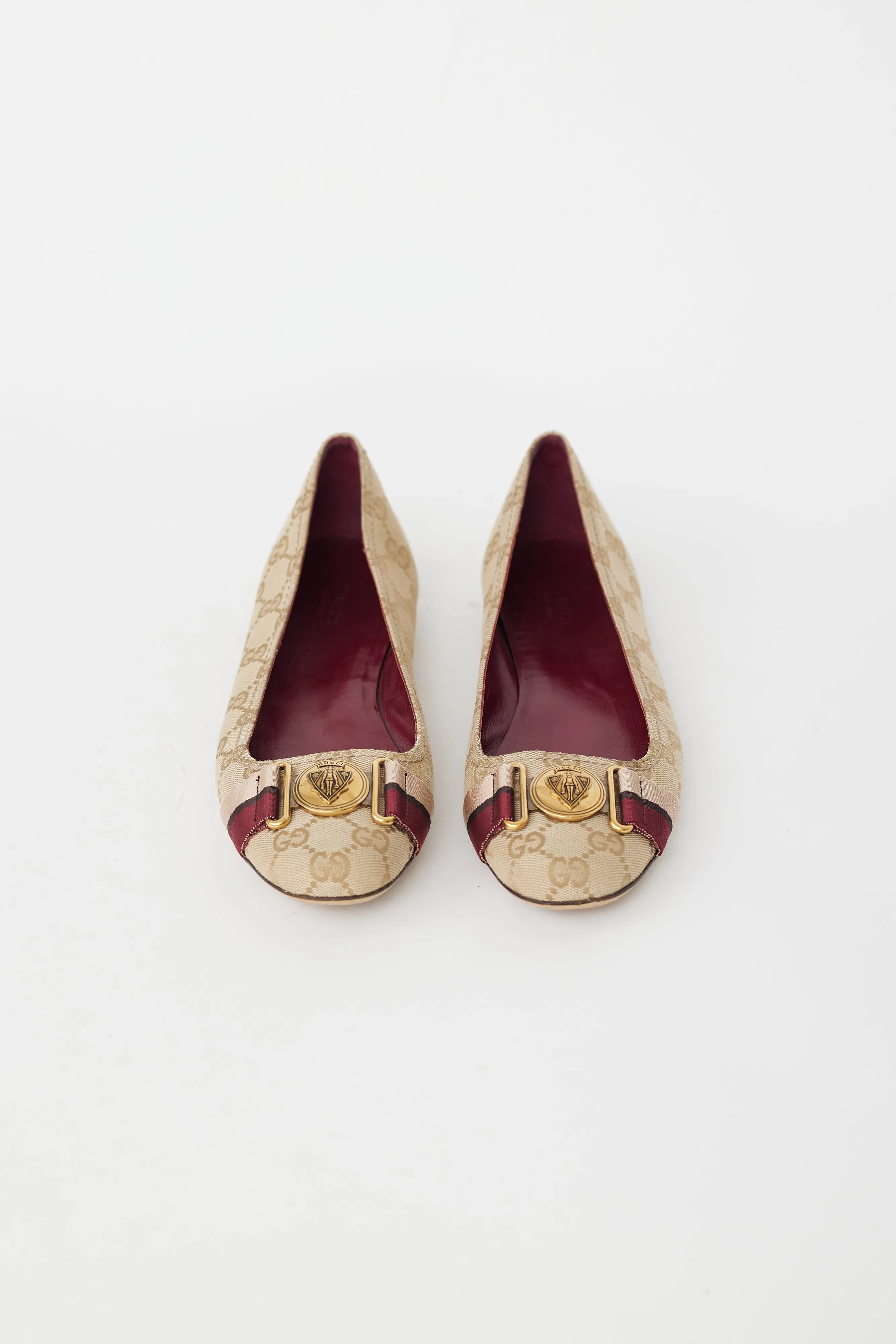 Beige GG Supreme Monogram Crest Flat