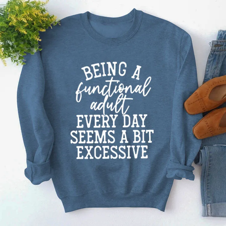 Being A Functional Round Neck Tops Long Sleeve Loose Sweatshirt