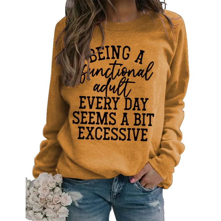 Being A Functional Round Neck Tops Long Sleeve Loose Sweatshirt