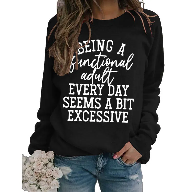 Being A Functional Round Neck Tops Long Sleeve Loose Sweatshirt