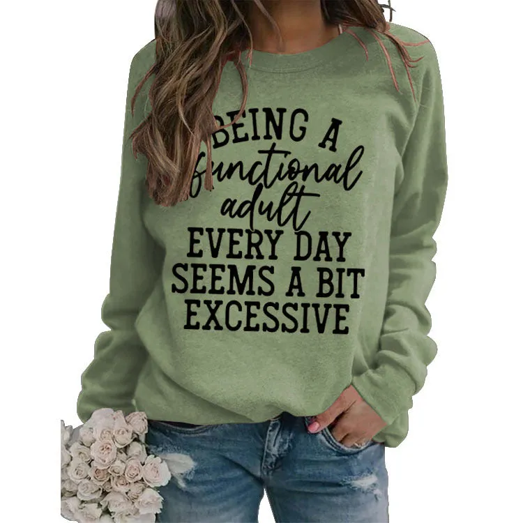 Being A Functional Round Neck Tops Long Sleeve Loose Sweatshirt