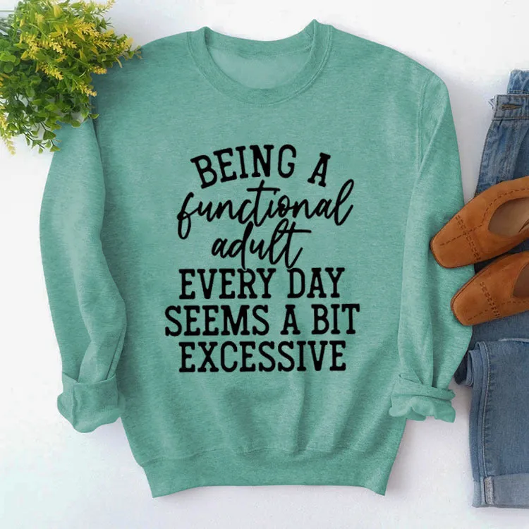 Being A Functional Round Neck Tops Long Sleeve Loose Sweatshirt