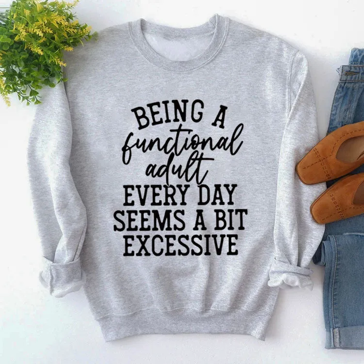 Being A Functional Round Neck Tops Long Sleeve Loose Sweatshirt