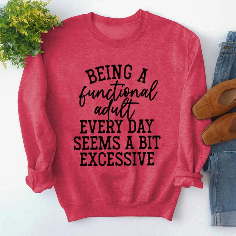 Being A Functional Round Neck Tops Long Sleeve Loose Sweatshirt
