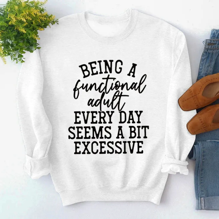 Being A Functional Round Neck Tops Long Sleeve Loose Sweatshirt
