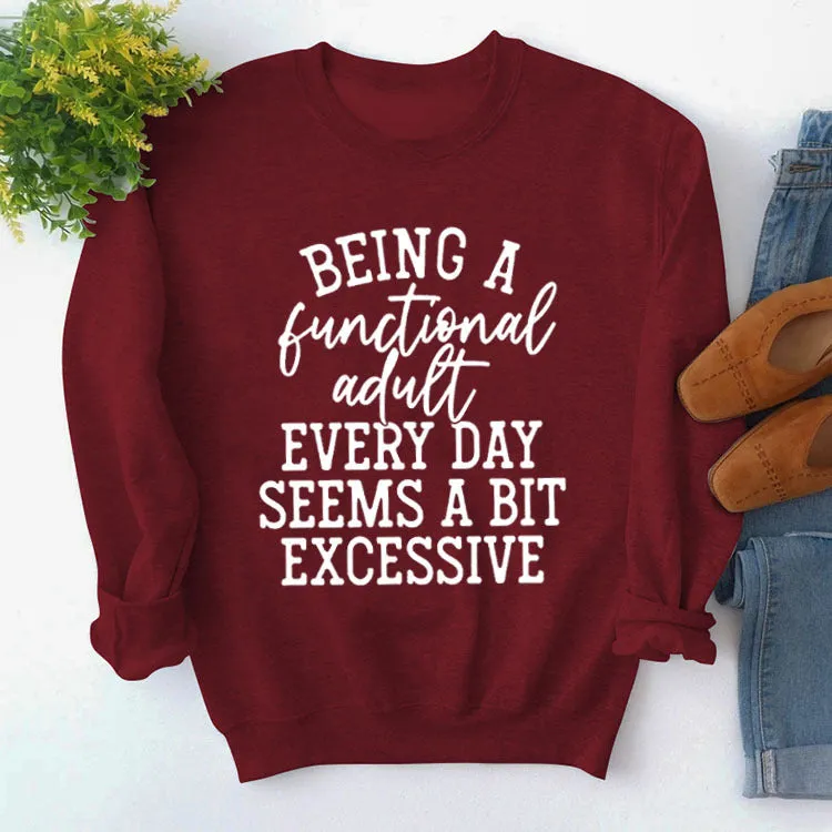 Being A Functional Round Neck Tops Long Sleeve Loose Sweatshirt