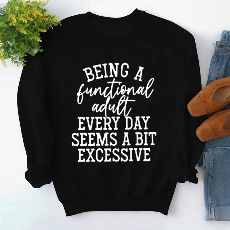 Being A Functional Round Neck Tops Long Sleeve Loose Sweatshirt