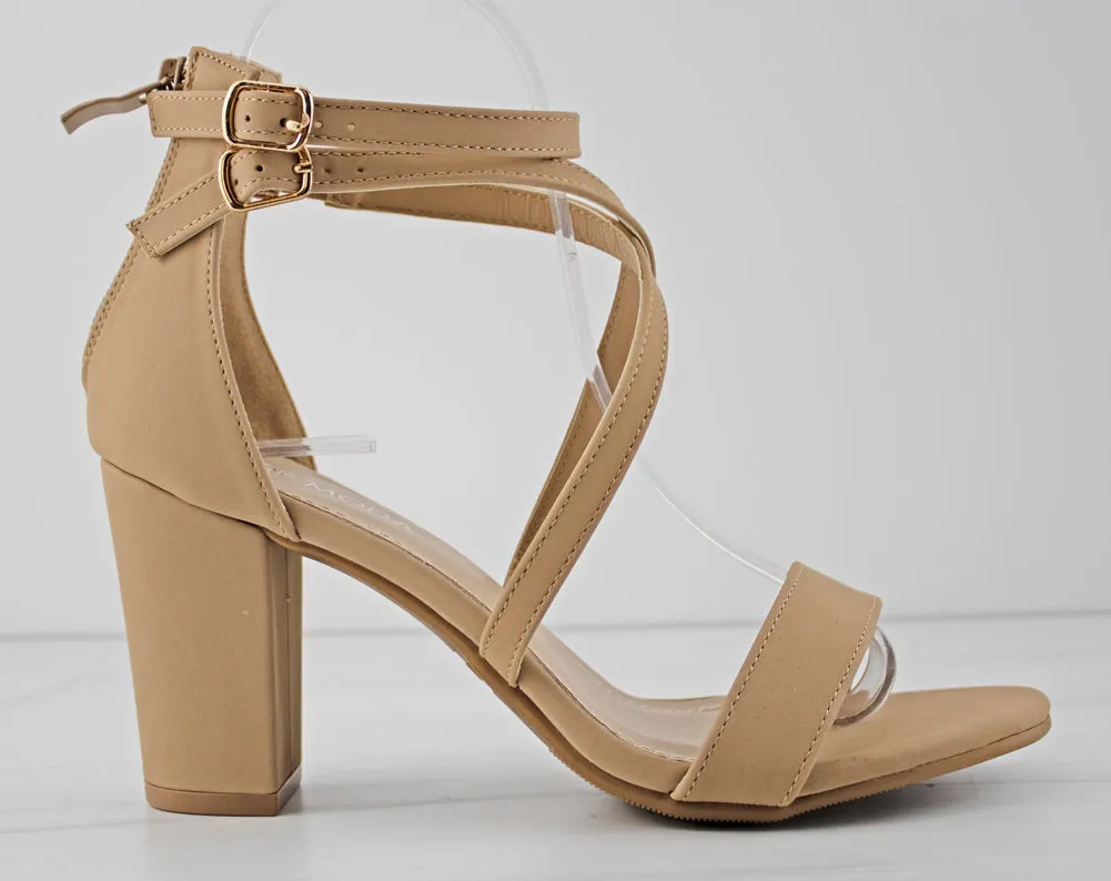 Beth 8 Womens Over the Toe Cross Strap Heeled Dress Sandals