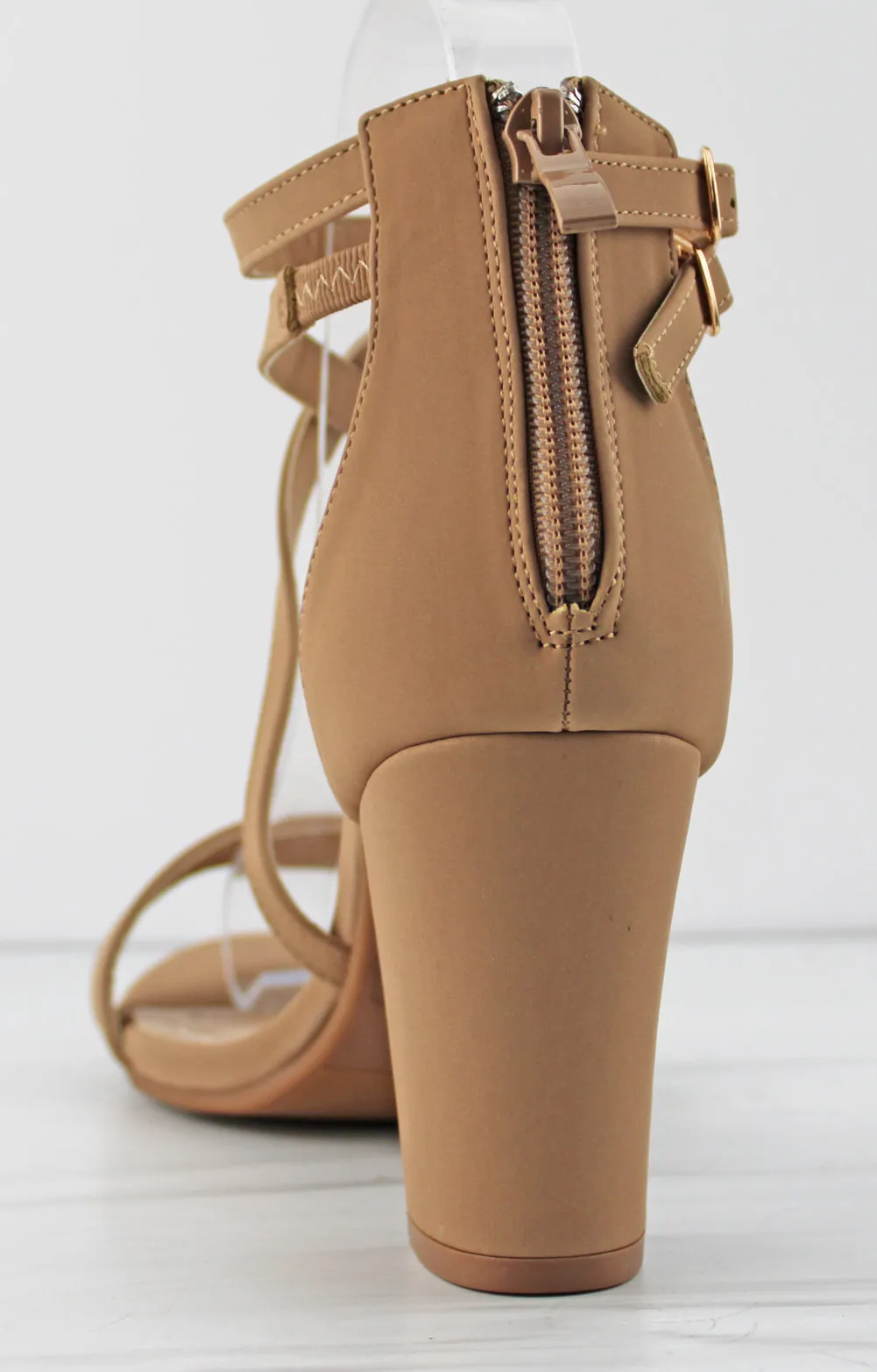 Beth 8 Womens Over the Toe Cross Strap Heeled Dress Sandals