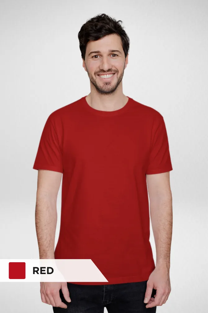 Black and Red Plain T-shirts Combo for Men