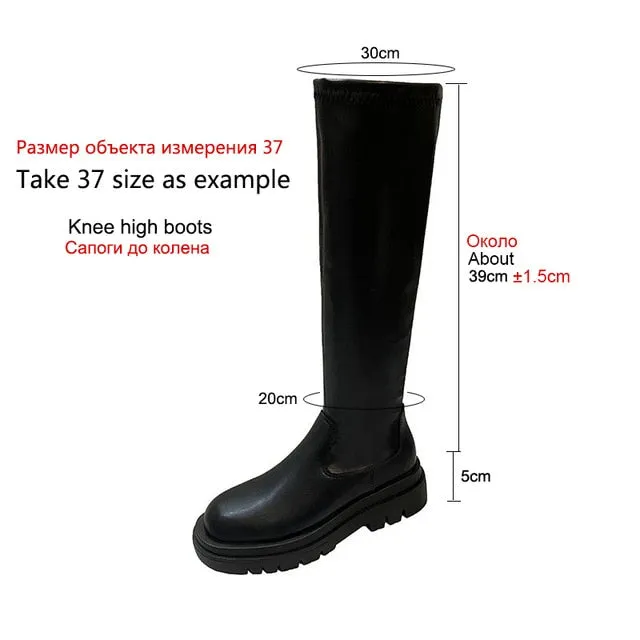 Black flat Over The Knee Boots Women shoes Platform Thigh High Boots Winter Shoes Long Boots Women Thick Sole Botas Mujer