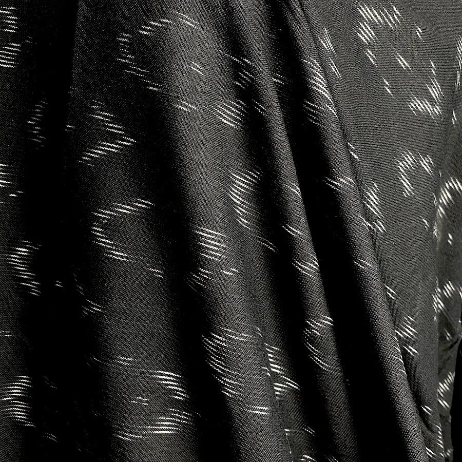 Black/White Pawprint Ikat, Cotton Handloom from India, By the Yard  #TK-35