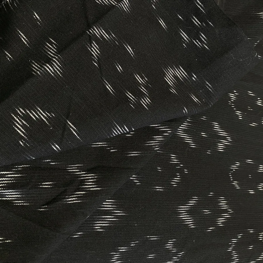 Black/White Pawprint Ikat, Cotton Handloom from India, By the Yard  #TK-35