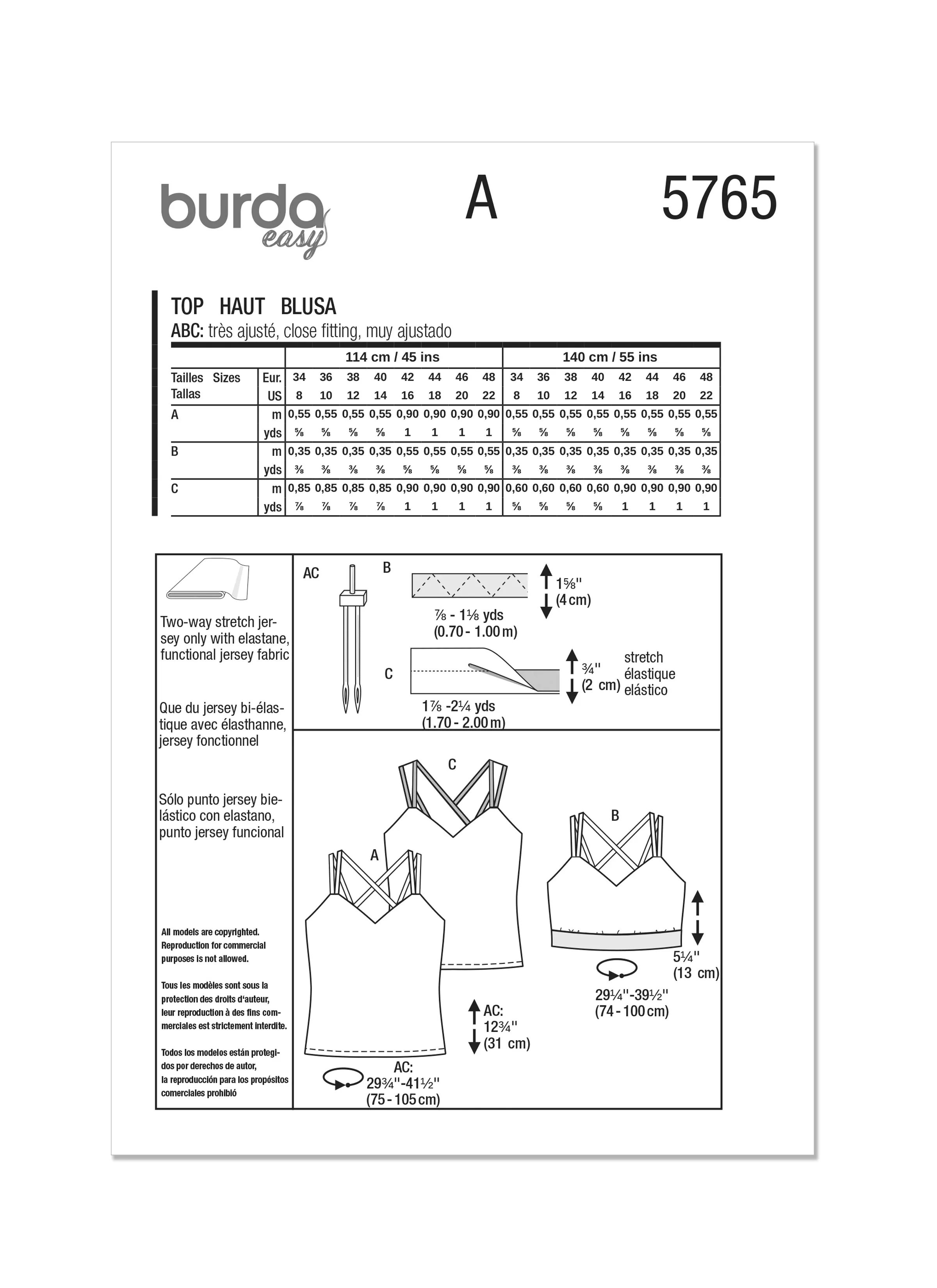 Burda Style Pattern 5765 Misses' Tops