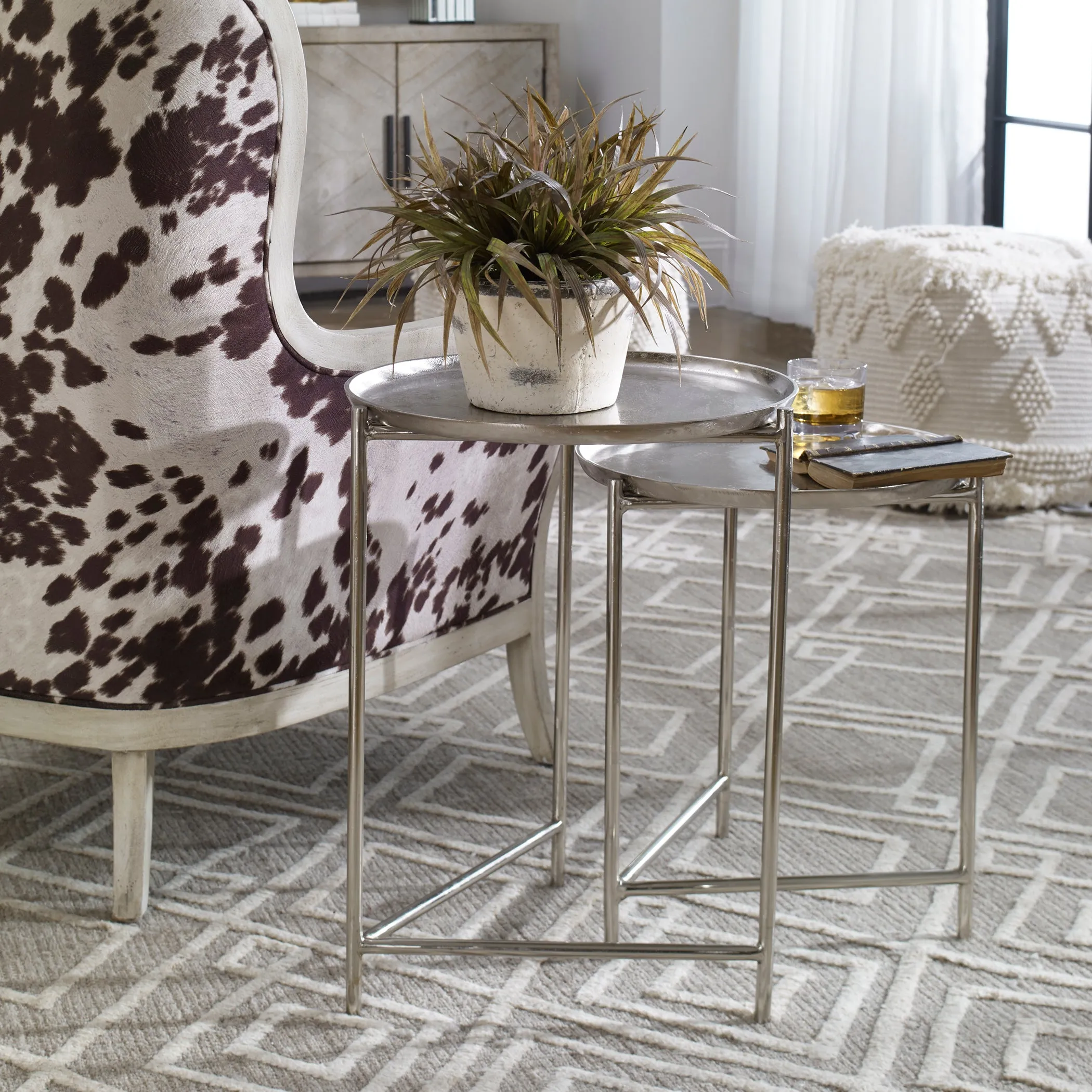Burnett Nickel Nesting Tables, S/2