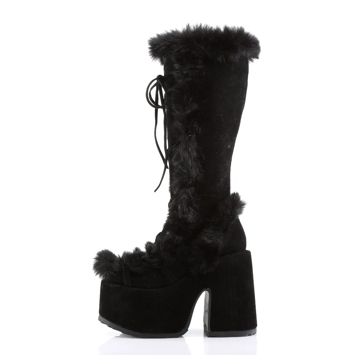 CAMEL-311 DemoniaCult Black Vegan Suede Sexy Women's Mid-Calf & Knee High Boots (Alternative Footwear)