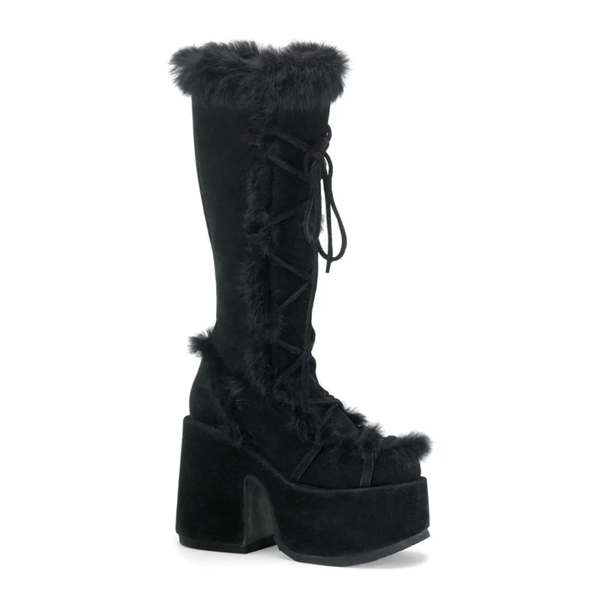 CAMEL-311 DemoniaCult Black Vegan Suede Sexy Women's Mid-Calf & Knee High Boots (Alternative Footwear)