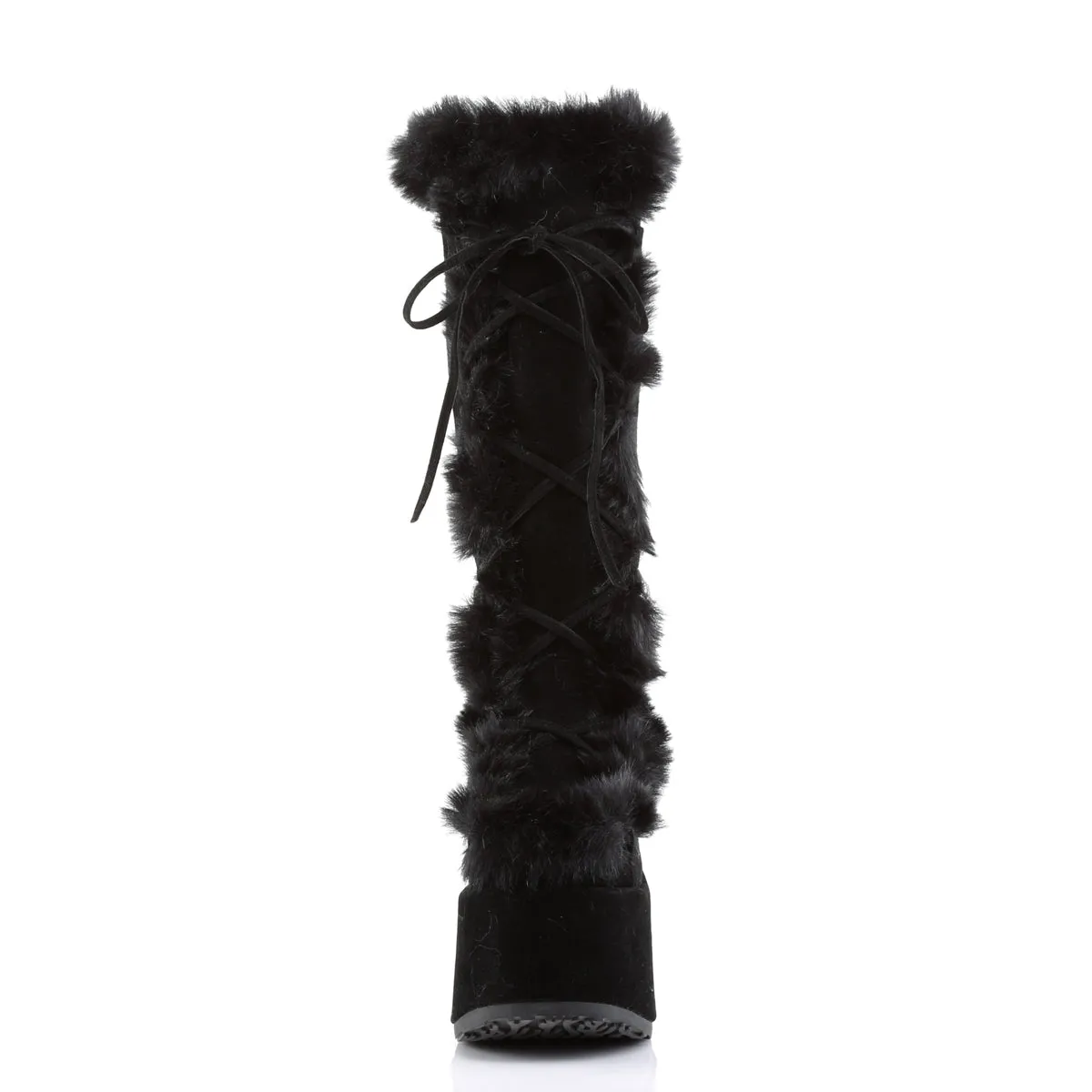 CAMEL-311 DemoniaCult Black Vegan Suede Sexy Women's Mid-Calf & Knee High Boots (Alternative Footwear)
