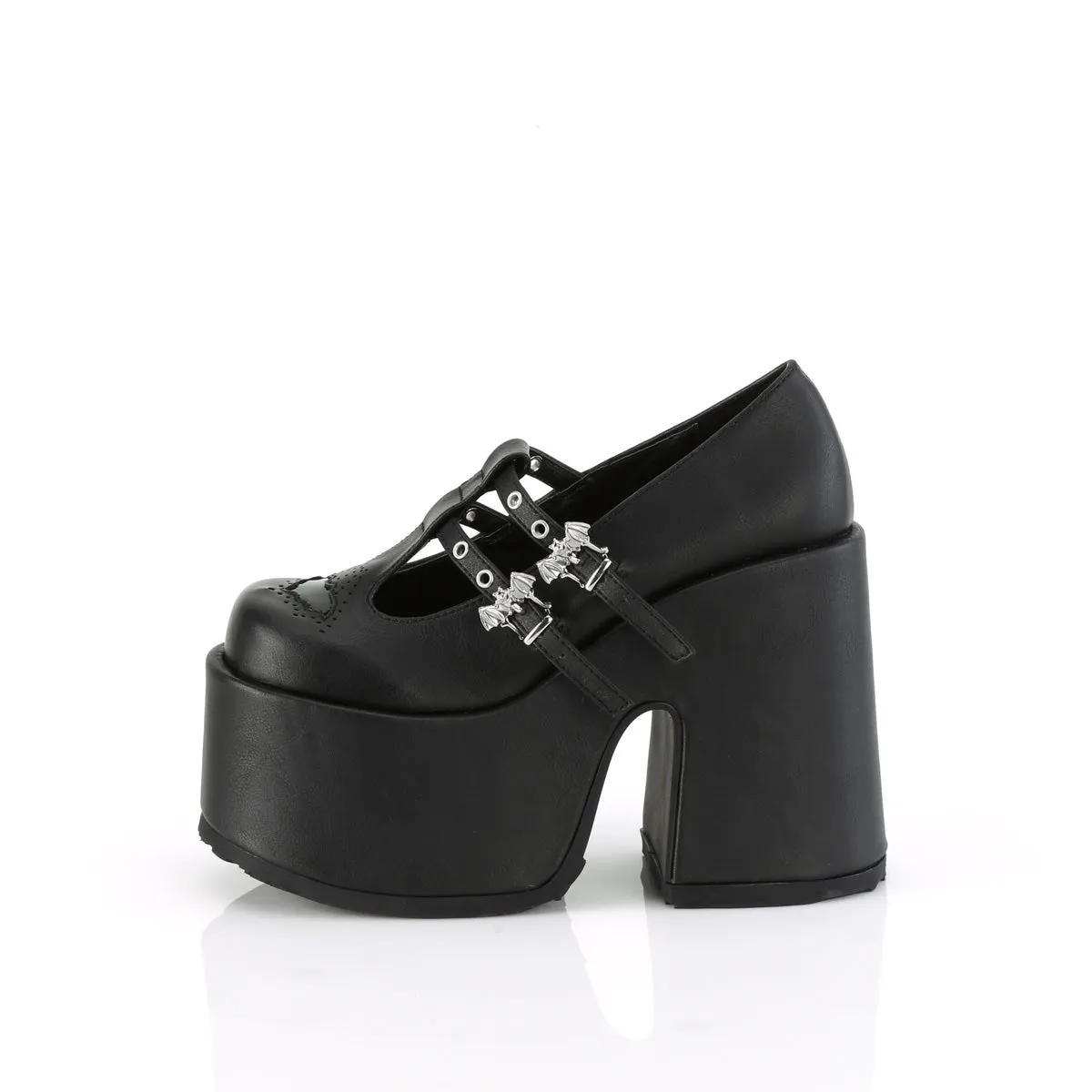 CAMEL-55 DemoniaCult Black Vegan Leather Sexy Women's Heels & Platform Shoes (Alternative Footwear)