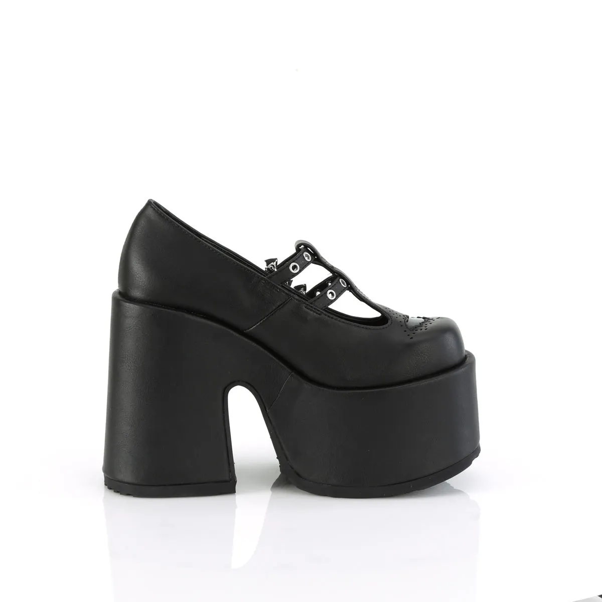 CAMEL-55 DemoniaCult Black Vegan Leather Sexy Women's Heels & Platform Shoes (Alternative Footwear)