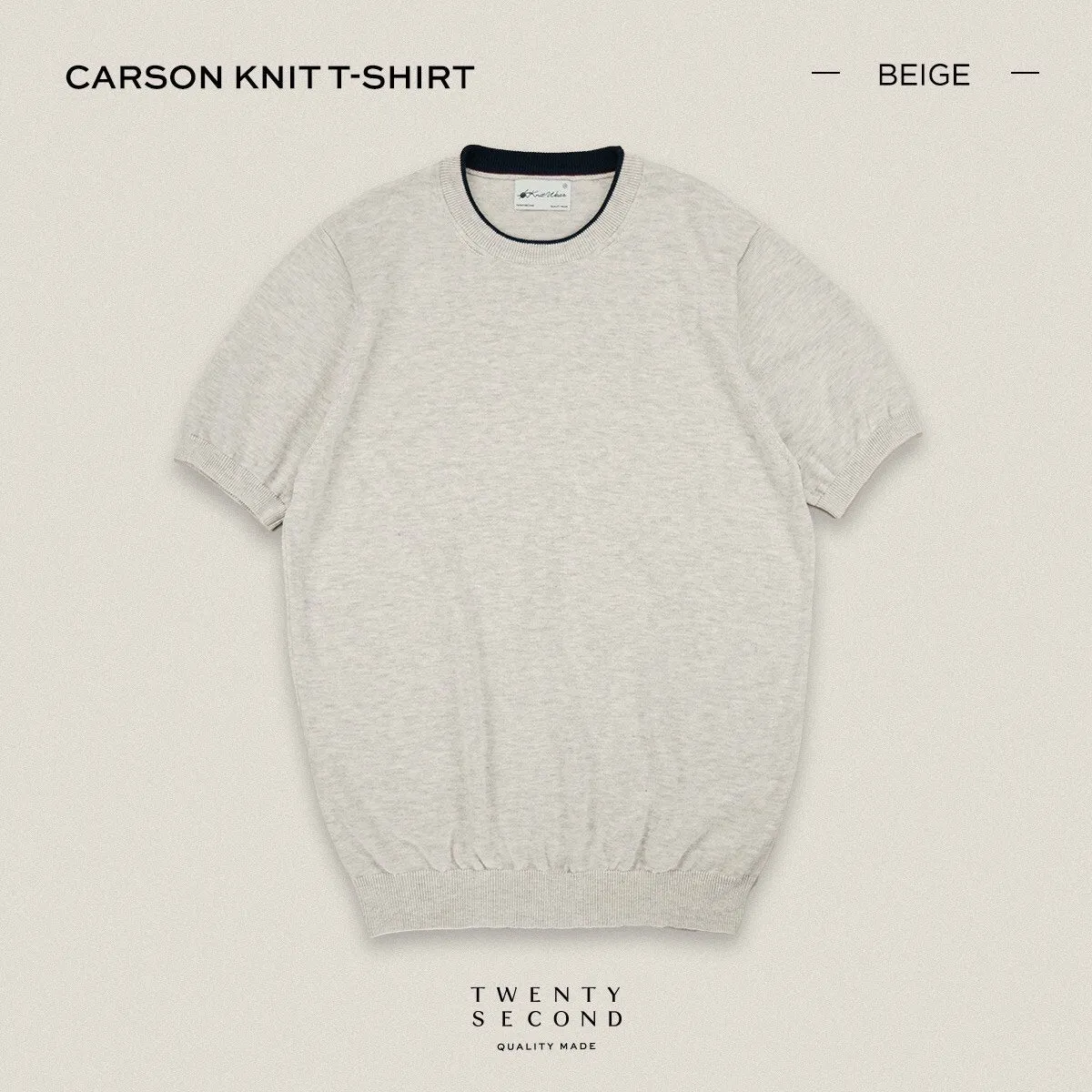 CARSON KNIT TEE - BEIGE