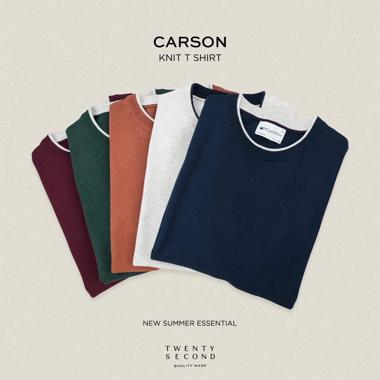 CARSON KNIT TEE - BEIGE