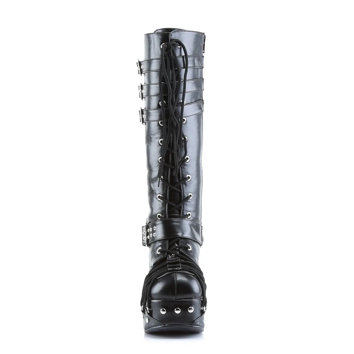 CHARADE-206 DemoniaCult Black Vegan Leather Sexy Women's Mid-Calf & Knee High Boots (Alternative Footwear)
