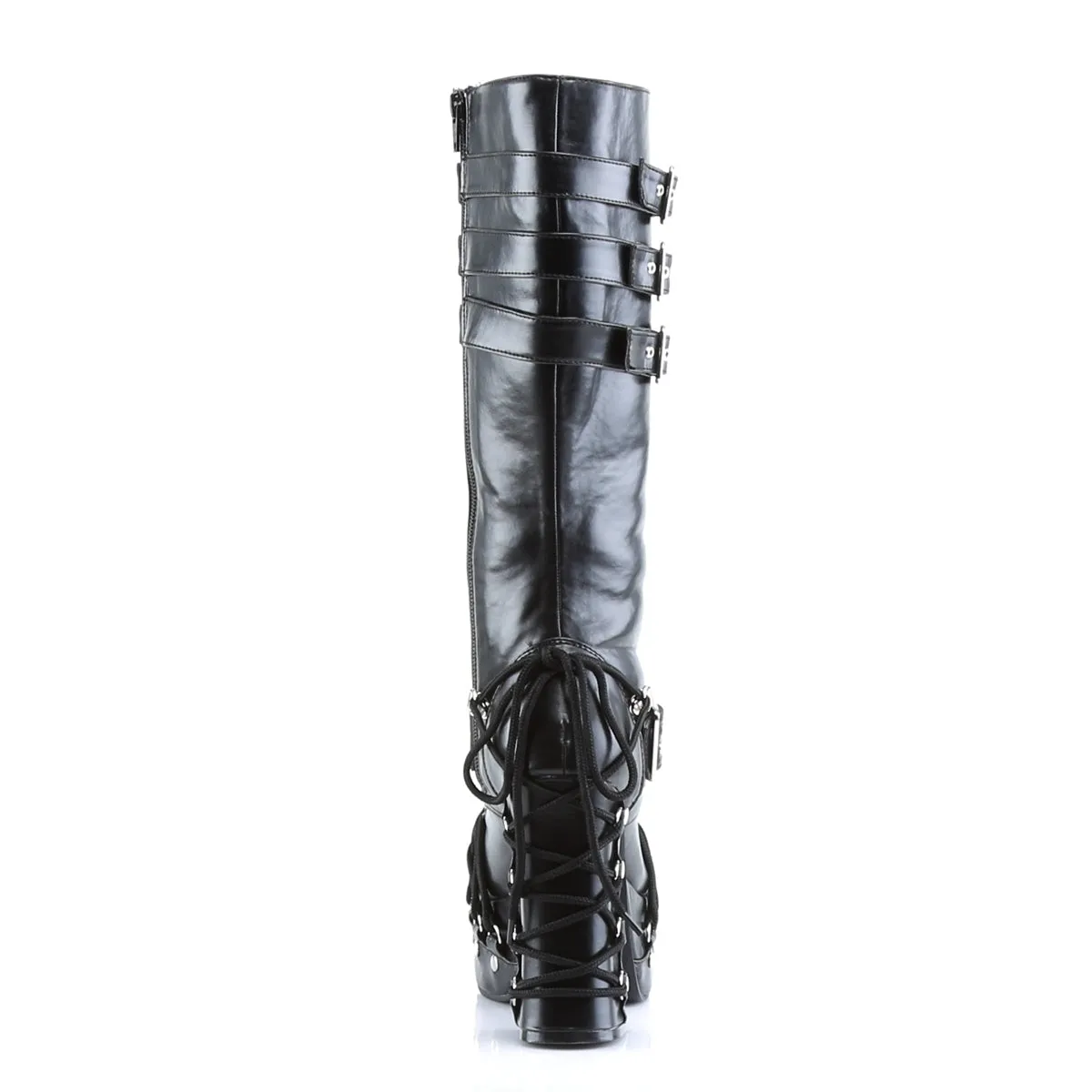 CHARADE-206 DemoniaCult Black Vegan Leather Sexy Women's Mid-Calf & Knee High Boots (Alternative Footwear)