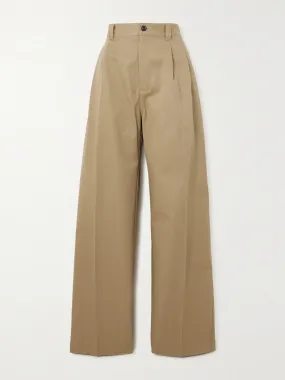 Checked wool-paneled gabardine wide-leg pants