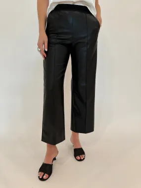 Chiara Crop Vegan Leather Pants - Black
