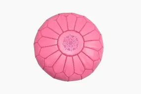 CHILDRENS LEATHER PINK POUFFE