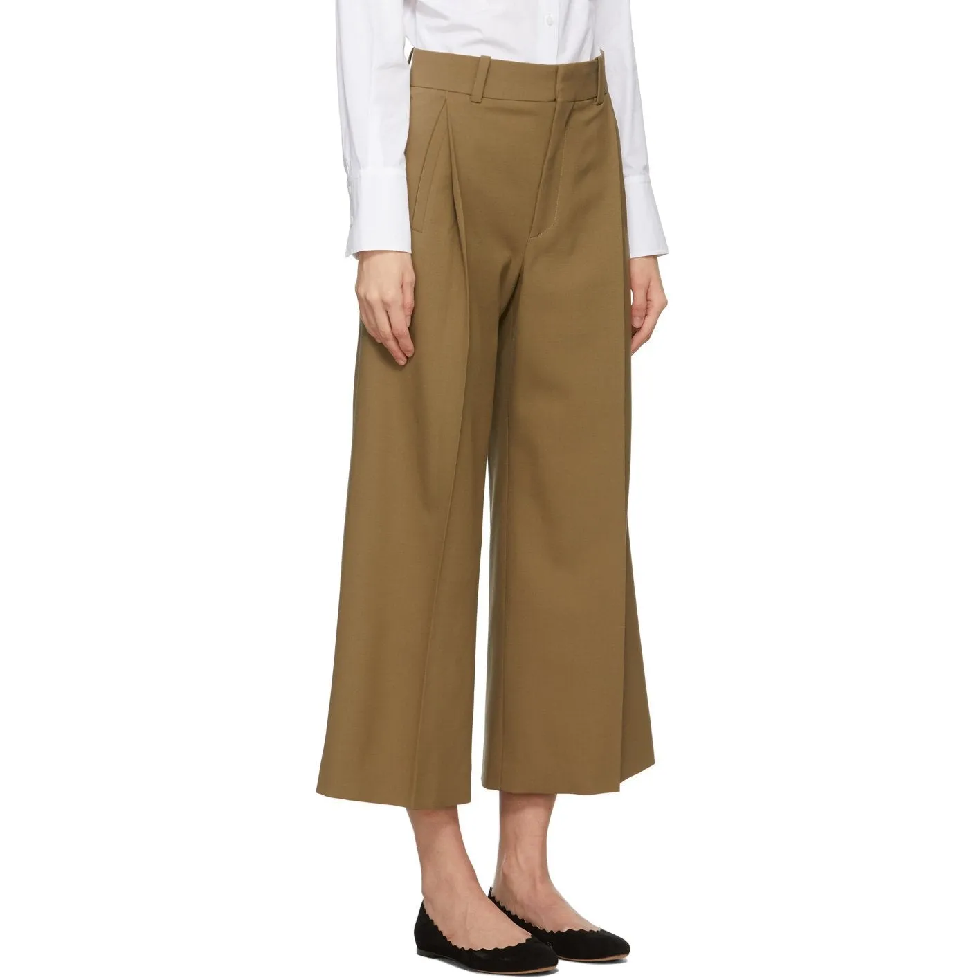 ChloÃ© Brown Virgin Wool Wide-Leg Trousers
